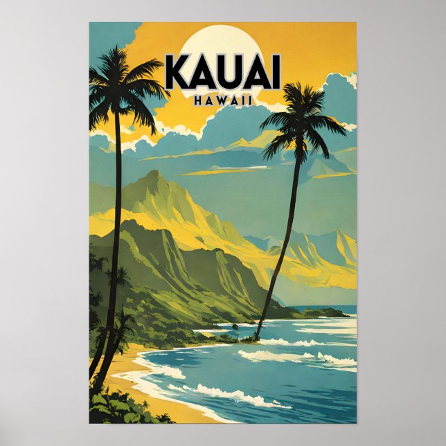 Póster Kauai Nostalgic Travel (Frente)