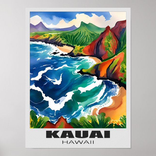 Póster Kauai Paradise Wall Art - Isla Tropical Hawaii (Frente)