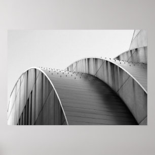 Póster Kauffman Center Curvas negras y blancas Kansas Cit