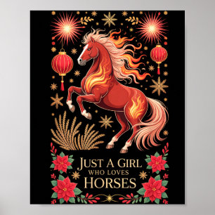 Póster Kawaii 2026 Año Del Caballo Zodiaco Vaquera Fortu
