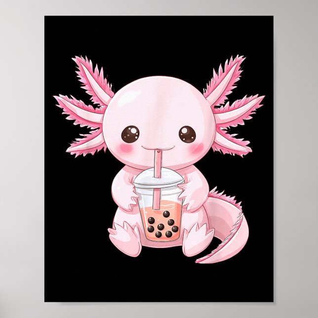 Póster Kawaii Anime Axolotl Boba  (Frente)