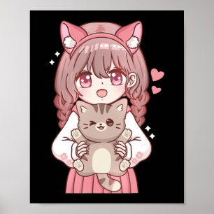 Póster Kawaii Anime Kawaii Cat Lover Otaku
