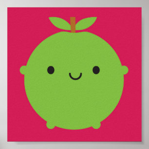 Póster Kawaii Apple