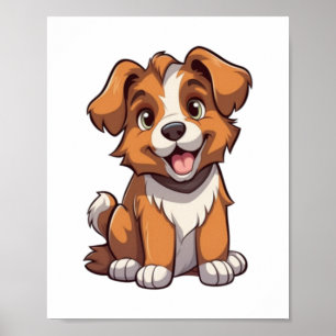 Póster Kawaii Australian Shepherd Puppy