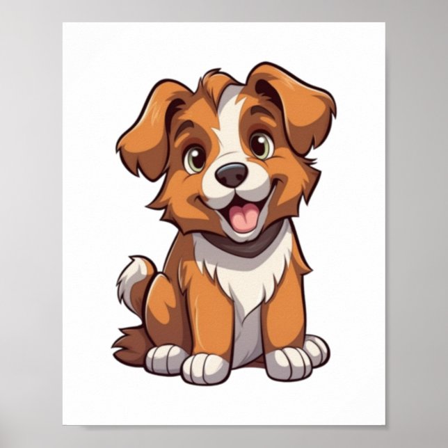 Póster Kawaii Australian Shepherd Puppy (Frente)