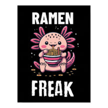 Kawaii Axalotl comiendo Ramen (texto blanco)