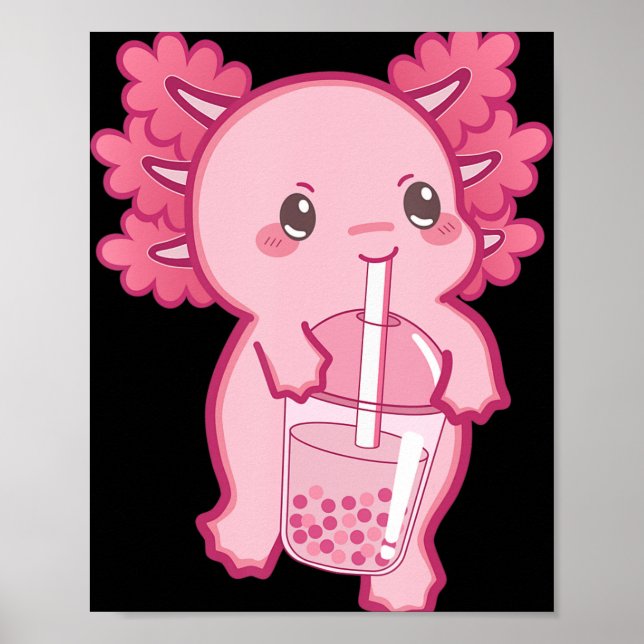 Póster Kawaii Axolotl Boba Bubble Tea Adolescente Chica N (Frente)