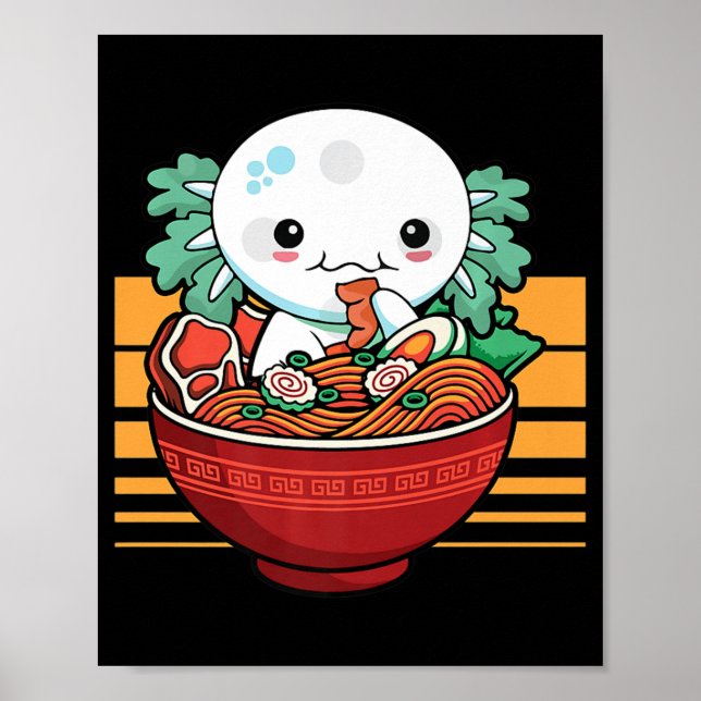 Póster Kawaii Axolotl Ramen Chica de regalo de anime japo (Frente)