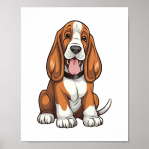 Póster Kawaii Basset Hound Puppy