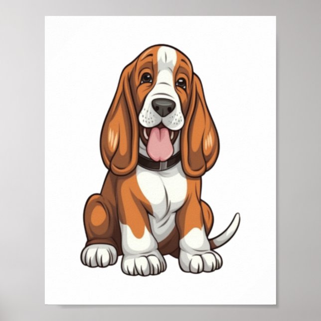 Póster Kawaii Basset Hound Puppy (Frente)