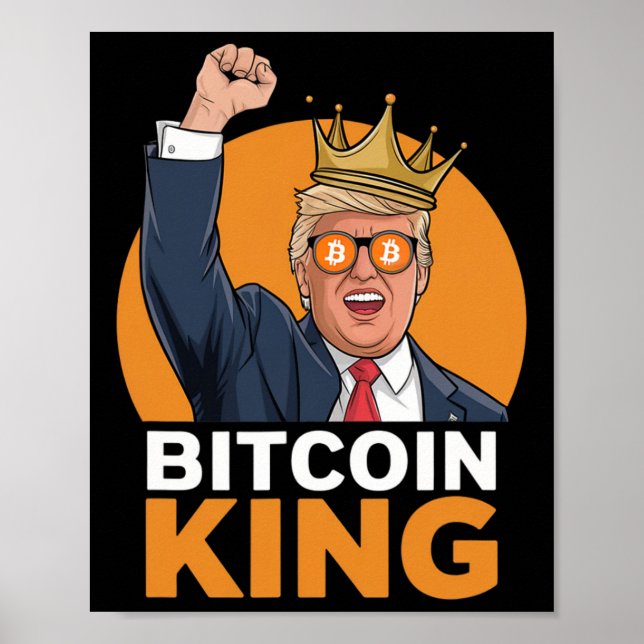 Póster Kawaii Bitcoin Rey Trump Cripto Tomas Bitcoin Ev (Frente)