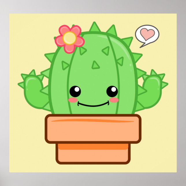 Póster Kawaii Cactus (Frente)