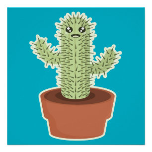 Póster Kawaii Cactus