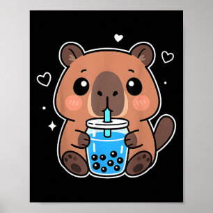 Póster Kawaii Capybara Boba Bebe una funda de anime japon