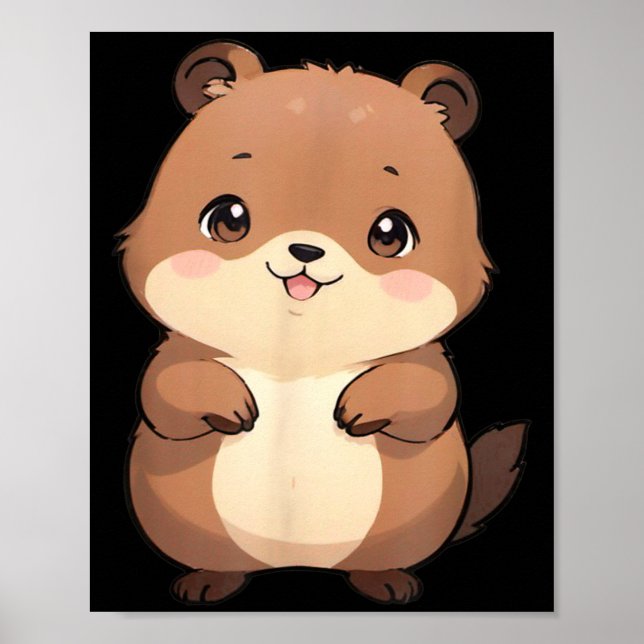 Póster Kawaii Chibi Groundhog - Panfurware Llc  (Frente)