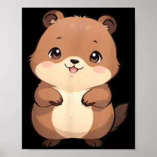 Póster Kawaii Chibi Marmota - Panfurware Llc 