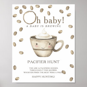 Póster Kawaii Coffee - juego de búsqueda de chupete en ba