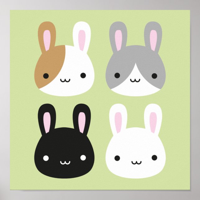 Póster Kawaii Conejos Bunny (Frente)
