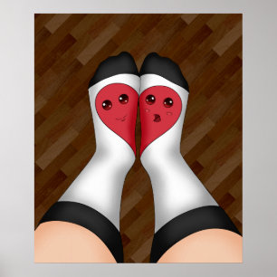 Póster Kawaii cotejando calcetines de corazón
