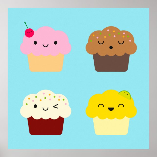 Póster Kawaii Cupcakes (Frente)