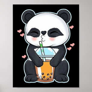 Póster Kawaii Cute Anime Panda Boba Bubble Tea Otaku Homb