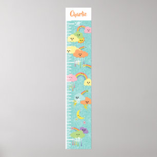 Póster Kawaii Cute Cloud Sun Moon Rainbow Growth Chart
