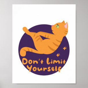 Póster Kawaii cute orange cat doing yoga poses