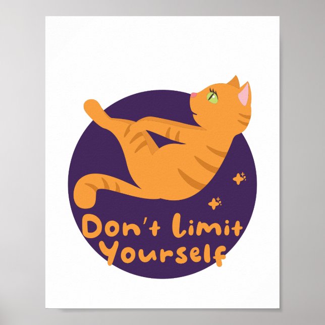 Póster Kawaii cute orange cat doing yoga poses  (Frente)