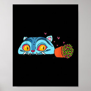 Póster Kawaii Demon Cat Gracioso Anime Otaku Japonés
