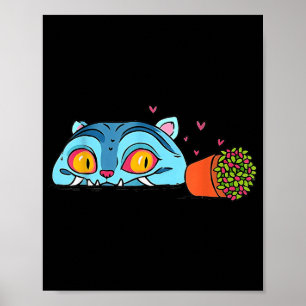 Póster Kawaii Demon Cat Gracioso Anime Otaku Japonés