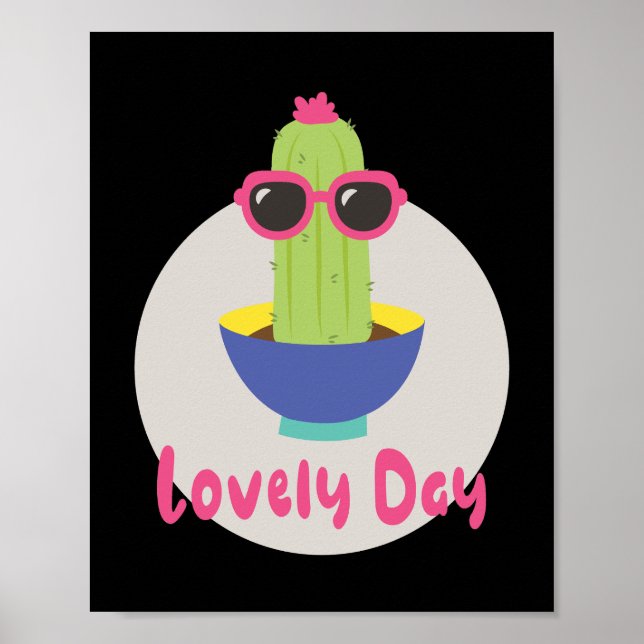 Póster Kawaii es un divertido cactus que lleva gafas de s (Frente)