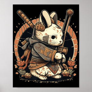 Póster Kawaii estilo japonés Samurai Bunny Anime