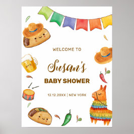 Póster Kawaii Fiesta Taco Sobre La Bienvenida De Baby Sho