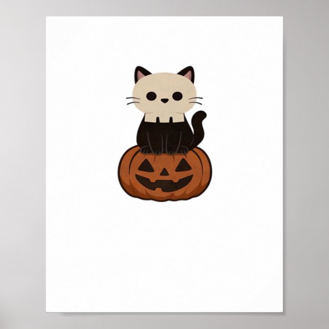 Póster Kawaii Halloween Cat y calabaza Classic T-Shirt (Frente)