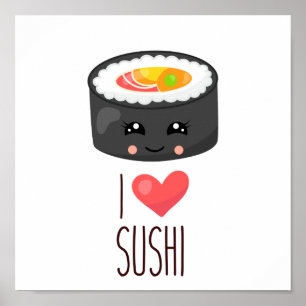 Póster Kawaii I Love Sushi