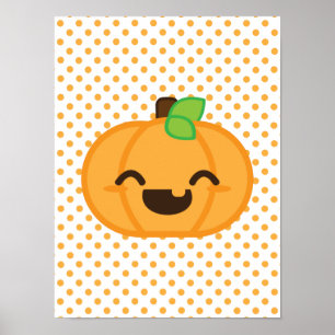 Póster Kawaii Jack O Lantern Pumpkin Poster Print