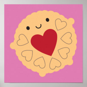 Póster Kawaii Jammie Dodger Biscuit
