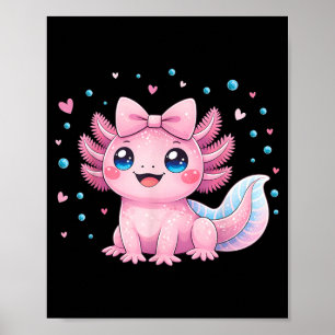 Póster Kawaii Lindo Ajolote Coquette Lazo Mujeres Niñas N