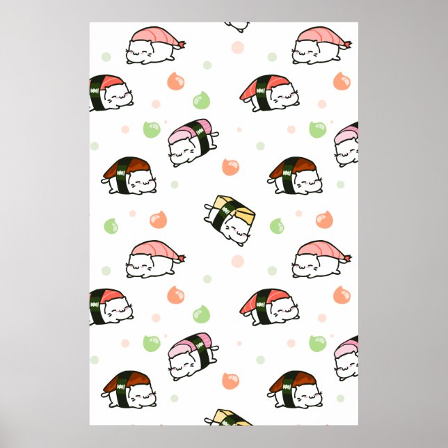 Póster Kawaii Neko Nigiri (Frente)