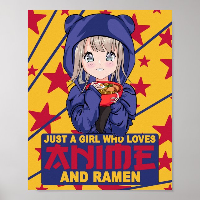 Póster Kawaii Neko Ramen Lover - Anime de fideos japonese (Frente)
