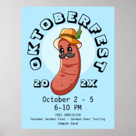 Póster Kawaii Oktoberfest Bratwurst