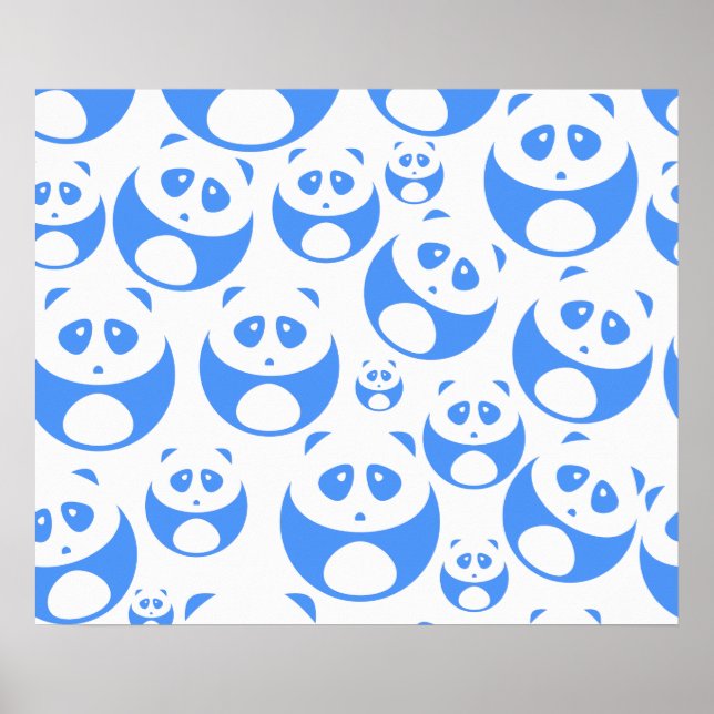 Póster Kawaii Panda Baby Blue and White Pattern (Frente)