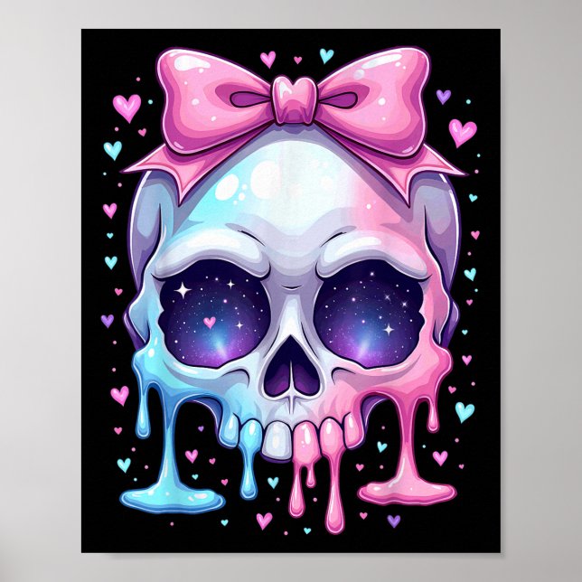 Póster Kawaii Pastel Goth Creepy Bowtie Girl Skull Hallow (Frente)