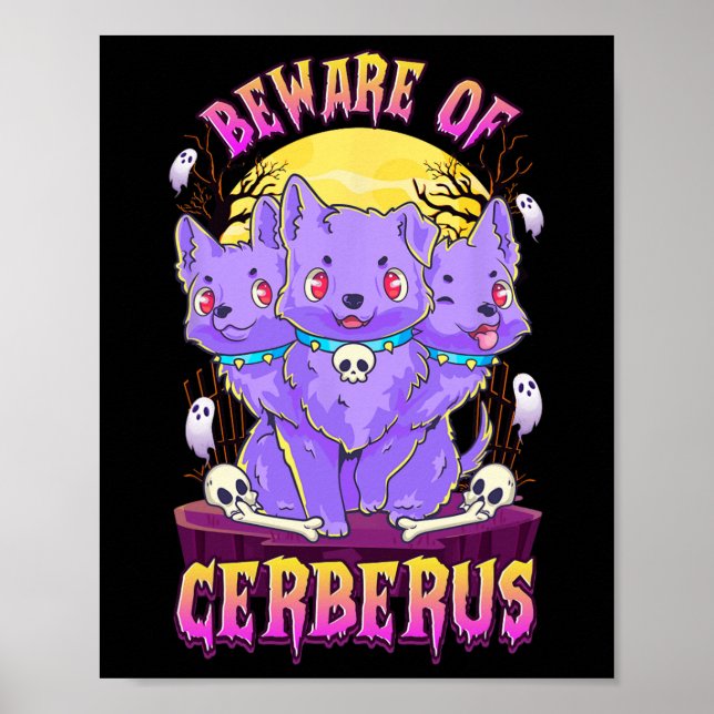 Póster Kawaii Pastel Gótico Cute Creepy Perro Divertido D (Frente)