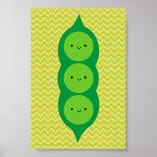 Póster Kawaii Peas en un podo