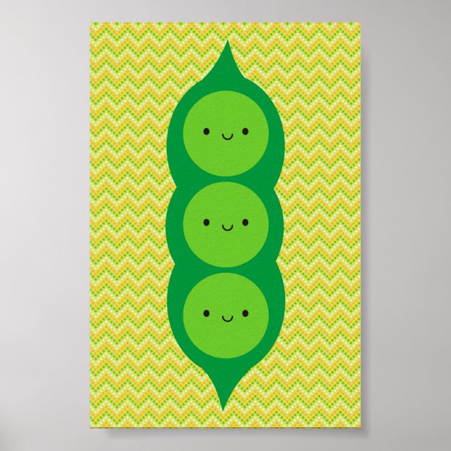 Póster Kawaii Peas en un podo (Frente)