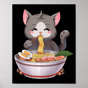 Póster Kawaii Ramen Gato Anime Niño Regalo de Comida Japo