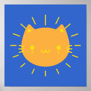 Póster Kawaii Sunshine Cat