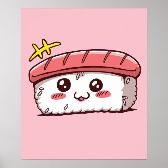 Póster Kawaii Sushi cuece comida japonesa (Frente)