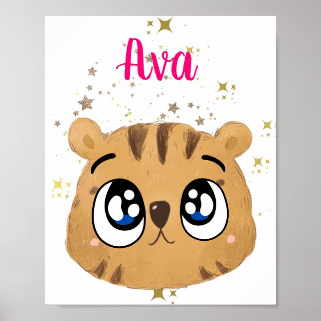 Póster kawaii tigre (Frente)